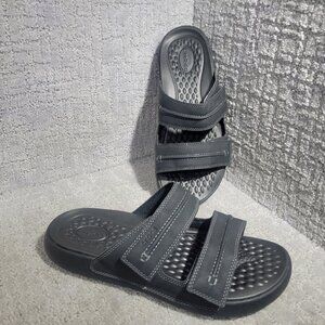 Crocs Yukon Vista II 209396 Mens Size US 9 Black Leather Slide Sandal Shoes